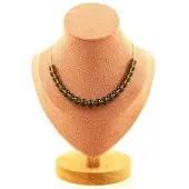 Bijoux Steine und Mineralien. Halskette mit 20 Rauchquarz-Perlen 8 mm Kette aus Edelstahl Halskette für Frauen, Männer. Anpassbare Größe.