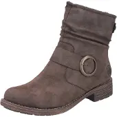 Rieker Damen Stiefelette mit runder Schnalle am gerafften Schaft 79454, Größe:37 EU, Farbe:Braun