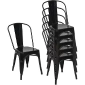 Mendler 6er-Set Stuhl MCW-A73, Bistrostuhl Stapelstuhl, Metall Industriedesign stapelbar schwarz