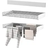 Wasophoogte Wäscheständer Ausziehbar, wäscheständer wand, 8,4m Trockenlänge, Klappbarr Waschetrockner 120cm, Weiß