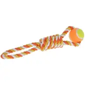 Kerbl Hundespielzeug - Zugspielzeug mit Tennisball - orange/gelb