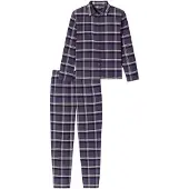 Schiesser Pyjama Damen Jersey blau kariert, 40 740536-0004-00400