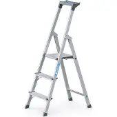 Zarges Stufenstehleiter Aluminium 3Stufen 1 seitig Plattform-H.590mm 2,8kg eloxiert Holme - 44153
