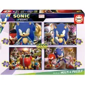 Educa Multi 4 Sonic Prime 50+80+100+ Neon-puzzle 150 Stücke