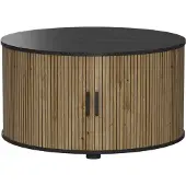 Vicco Couchtisch Selva Eiche/Schwarz 80 x 80 cm mit Schiebetür, Model 56362