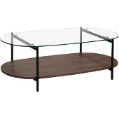 Oviala Moderner ovaler Couchtisch L 120 cm aus transparentem Glas - Ruby