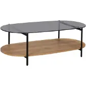 Oviala Moderner ovaler Couchtisch L 120 cm aus hellem Holzglas - Ruby