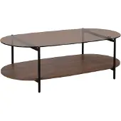 Oviala Moderner ovaler Couchtisch L 120 cm aus braunem Glas - Ruby