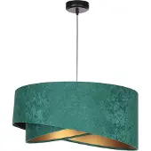 Licht-Erlebnisse Pendelleuchte Stoff E27 Ø 50 cm H: max. 102 cm in Schwarz Flaschengrün Gold rund Modern Hängeleuchte Hängelampe