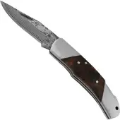 Budoten Damast Taschenmesser mit Wurzelholzgriff