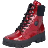 Rieker Biker Boots Damen Schnürstiefel Kurzstiefel gefüttert rot 40