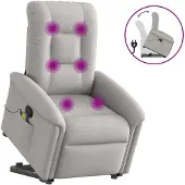 vidaXL Massagesessel mit Aufstehhilfe Wolkengrau Stoff
