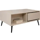 Die Möbelfundgrube Couchtisch mit 2 Schubladen beige schwarz 94 x 55 cm - ARONA