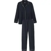 Calida Schlafanzug "Night Lovers" 2 tlg. Knopfleiste, Pure Cotton, Interlock-Qualität, Langarm