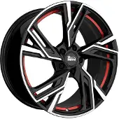 MAM WHEELS 16 Zoll Alufelge RS5 16"x7.00" 5x100 PCD ET38 63.4mm Felge Schwarz Rot Frontpoliert