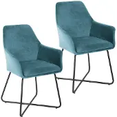 SVITA JOSIE Dining 2er Set Esszimmerstuhl Sessel Polsterstuhl Samt petrol
