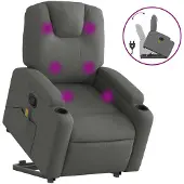 vidaXL Massagesessel mit Aufstehhilfe Dunkelgrau Stoff