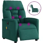 vidaXL Massagesessel Elektrisch Dunkelgrün Stoff