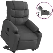 vidaXL Relaxsessel mit Aufstehhilfe Elektrisch Dunkelgrau Stoff