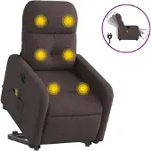 vidaXL Elektrischer Massagesessel mit Aufstehhilfe Dunkelbraun Stoff
