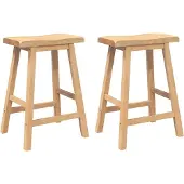 vidaXL Barhocker 2 Stk. Natur Massivholz Gummibaum