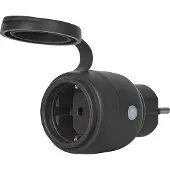Osram SMART+ ZIGBEE Outdoor-EU-Steckdose, Außensteckdose mit Energieverbrauchskontrolle in Schwarz aus PP, IP44-Schutz, Integration von Geräten ins Smart Home