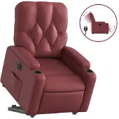 vidaXL Relaxsessel mit Aufstehhilfe Elektrisch Weinrot Kunstleder