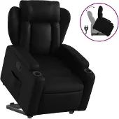 vidaXL Relaxsessel mit Aufstehhilfe Schwarz Kunstleder