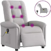 vidaXL Massagesessel Elektrisch Wolkengrau Stoff