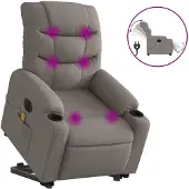 vidaXL Elektrischer Massagesessel mit Aufstehhilfe Taupe Stoff