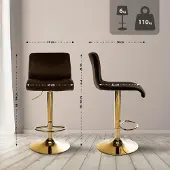 CLP Barhocker höhenverstellbar mit Lehne Hover, Barstuhl gepolstert Samtbezug, Tresenstuhl mit Metallgestell drehbar