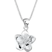 Elli DIAMONDS Halsketten - Halskette Frangipani Blüte Diamant (0.03 ct) 925 S - Gr. unisize - in Weiß - für Damen