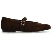 Manfield Braune Veloursleder-Ballerinas mit Schnalle | Größe 39