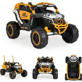 Moni Kinder Elektrofahrzeug Jeep Kansas, EVA-Reifen, Fernbedienung, Musik, Gurt orangr weiß