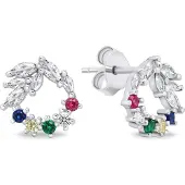 Brilio Silver Decent silver earrings with zircons EA720W