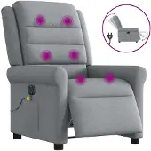 vidaXL Massagesessel Elektrisch Hellgrau Stoff