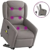 vidaXL Massagesessel mit Aufstehhilfe Taupe Stoff