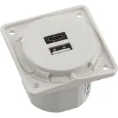 Berker USB Ladesteckdose 230 V, 2fach, 3A, A+C, Integro, polarweiß matt, USB A + USB C, Weiß, 230 V, 3 A, 1 Stück(e)