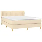 Syfax Boxspringbett mit Matratze Creme 140x190 cm Stoff