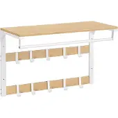 Vasagle Wandgarderobe mit Ablage und 10 abnehmbaren Haken eichenfarben-weiß B34LCR101W09