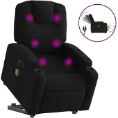 vidaXL Elektrischer Massagesessel mit Aufstehhilfe Schwarz Stoff