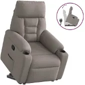 vidaXL Relaxsessel mit Aufstehhilfe Taupe Stoff