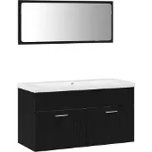 vidaXL Badezimmermöbel-Set 3 pcs Schwarz Eichen-Optik Holzwerkstoff