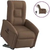 vidaXL Relaxsessel mit Aufstehhilfe Elektrisch Braun Stoff