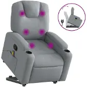 vidaXL Massagesessel mit Aufstehhilfe Hellgrau Stoff