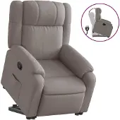 vidaXL Relaxsessel mit Aufstehhilfe Taupe Stoff