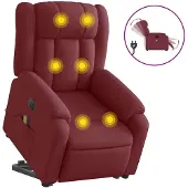 vidaXL Elektrischer Massagesessel mit Aufstehhilfe Weinrot Stoff
