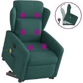 vidaXL Massagesessel mit Aufstehhilfe Dunkelgrün Stoff