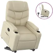 vidaXL Relaxsessel mit Aufstehhilfe Creme Kunstleder