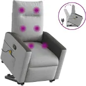 vidaXL Massagesessel mit Aufstehhilfe Wolkengrau Stoff